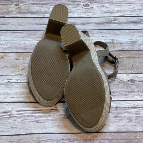 Kaari Blue Vera Size 8.5 Olive Green Suede Platform Espadrille Jute Heel - Picture 11 of 14